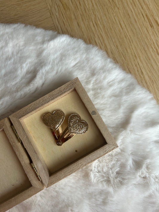💛 Hartjes – glitter haaraccessoires (goudkleurig)